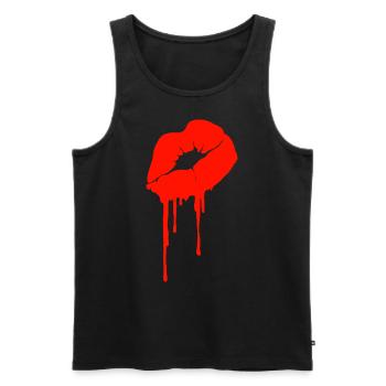 Blutiger Kuss - Blutige Lippen - Vampir - Kussmund - Männer Premium Bio Tank Top - Schwarz - Vorne - AI Model Male 178 light (178cm)