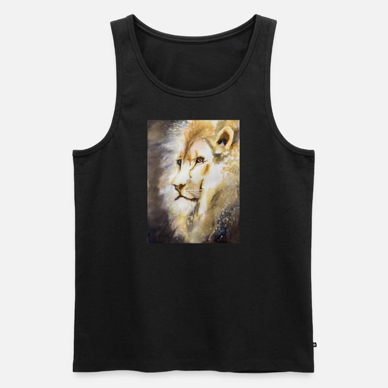 Der Loewe Von Yudah - Männer Premium Bio Tank Top - Schwarz
