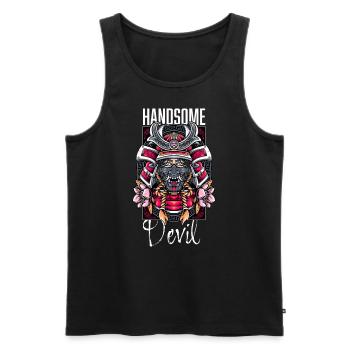 Japanese Demon Art Face Skull Devil Oni Vaporwave - Men's Premium Organic Tank Top - black - Front - AI Model Male 178 light (178cm)