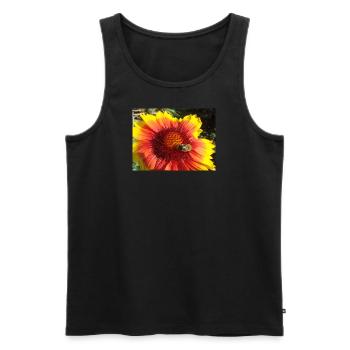 Bourdon sur cocarde fleur rouge jaune - Débardeur bio Premium Homme - noir - Devant - Michal (187cm)