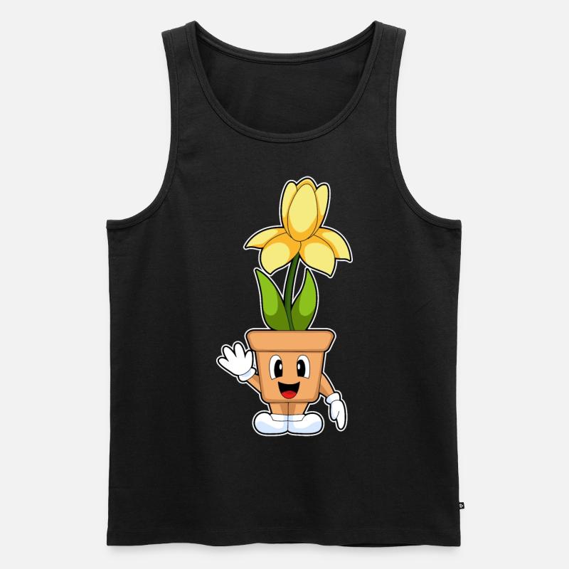 Blumentopf Narzisse Blumen - Männer Premium Bio Tank Top - Schwarz