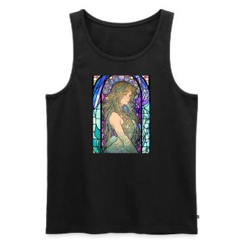 Portrait Meerjungfrau - Art Nuvo - Kirchenfenster - Männer Premium Bio Tank Top - Schwarz - Vorne - AI Model Male 178 light (178cm)