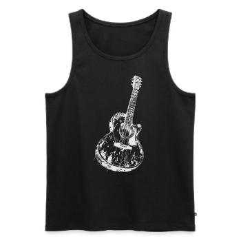 White Acoustic Guitar for Musical Enthusiasts - Men's Premium Organic Tank Top - black - Front - Michal (187cm)
