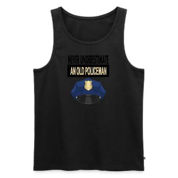 Ancien policier Poste de police Cadeau du chef de police - Débardeur bio Premium Homme - noir - Devant - AI Model Male 178 light (178cm)