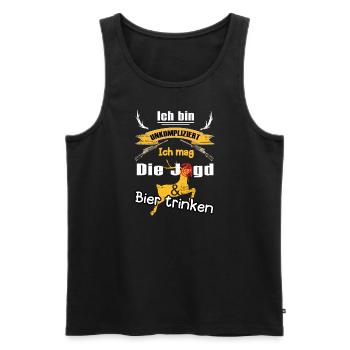 Ich mag die Jagd & Bier trinken - Jäger - Männer Premium Bio Tank Top - Schwarz - Vorne - Michal (187cm)