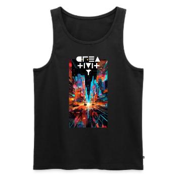 Creativity - Farbexplosion in Großstadt bei Nacht - Männer Premium Bio Tank Top - Schwarz - Vorne - Michal (187cm)