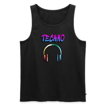 Ecouter de la musique techno, ecouter de la musique, ecouter de la musique, radio, cadeau - Débardeur bio Premium Homme - noir - Devant - AI Model Male 178 light (178cm)