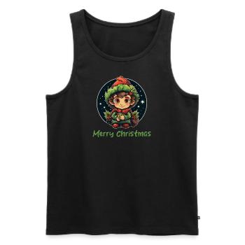Joyeux Noël Elfe Souhaits Joyeux Noël - Débardeur bio Premium Homme - noir - Devant - Michal (187cm)