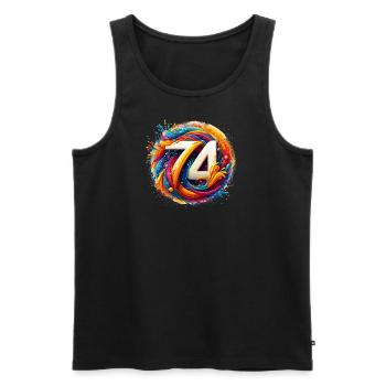 74 COLORÉ - Débardeur bio Premium Homme - noir - Devant - Michal (187cm)