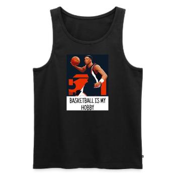 Basketball Hobby Freizeit - Männer Premium Bio Tank Top - Schwarz - Vorne - Michal (187cm)