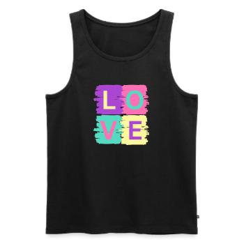 Farbenfrohes Liebesdesign – Hell und Modern - Männer Premium Bio Tank Top - Schwarz - Vorne - Michal (187cm)