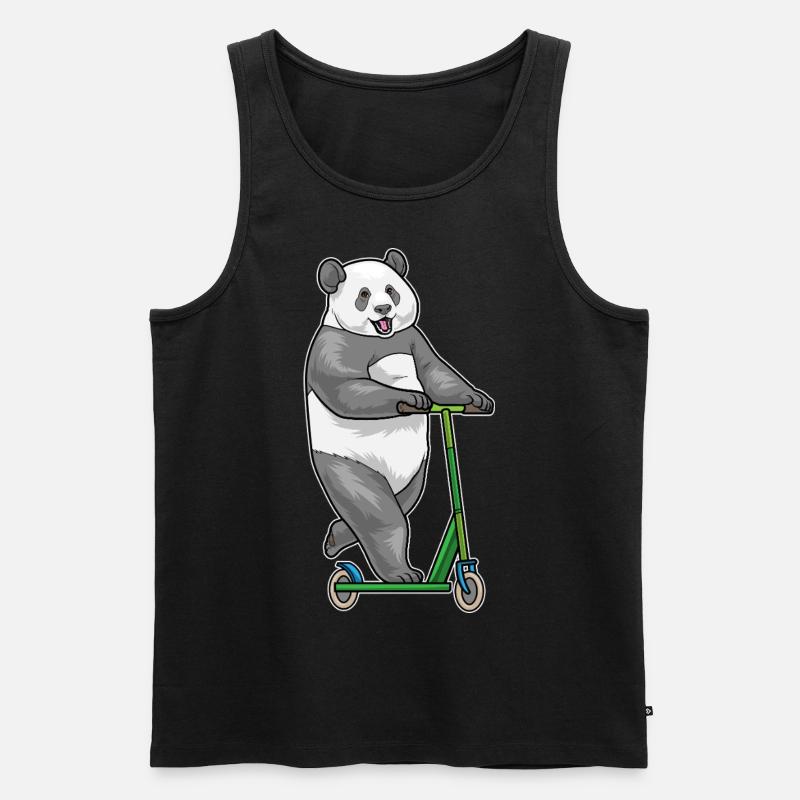 Panda Scooter - Männer Premium Bio Tank Top - Schwarz