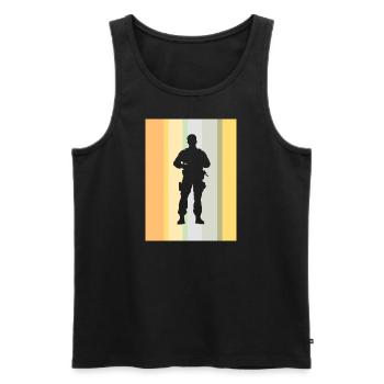 Patrouille Police Sécurité - Débardeur bio Premium Homme - noir - Devant - AI Model Male 178 light (178cm)