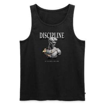 Disziplin Griechische Statue – It All Will Pay Off - Männer Premium Bio Tank Top - Schwarz - Vorne - AI Model Male 178 light (178cm)