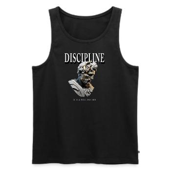 Disziplin Griechische Statue – It All Will Pay Off - Männer Premium Bio Tank Top - Schwarz - Vorne - AI Model Male 178 light (178cm)