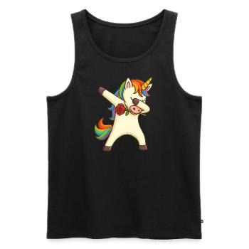 Dabbing Einhorn mit Rose Unicorn - Männer Premium Bio Tank Top - Schwarz - Vorne - Michal (187cm)