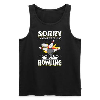 Bowling Im Kopf – Kegelabend Humor - Männer Premium Bio Tank Top - Schwarz - Vorne - AI Model Male 178 light (178cm)