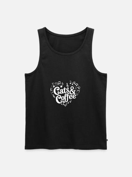 Ich liebe Katzen und Kaffee - Männer Premium Bio Tank Top - Schwarz