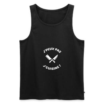 J'Peux Pas J'Cuisine, Idée Cadeau Cuisine - Débardeur bio Premium Homme - noir - Devant - Michal (187cm)
