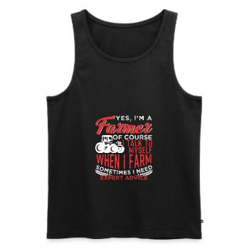 Yes I Am A Farmer Tractor Funny Quotes - Men's Premium Organic Tank Top - black - Front - Michal (187cm)