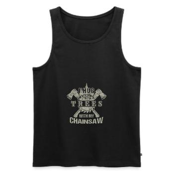 Lumberjack I Hug Trees With My Chainsaw. - Men's Premium Organic Tank Top - black - Front - AI Model Male 178 light (178cm)