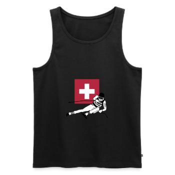 ski - alpine - apres - Schweiz - Männer Premium Bio Tank Top - Schwarz - Vorne - AI Model Male 178 light (178cm)