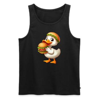 Lustige Ente Erpel Fast Food Hamburger - Männer Premium Bio Tank Top - Schwarz - Vorne - AI Model Male 178 light (178cm)