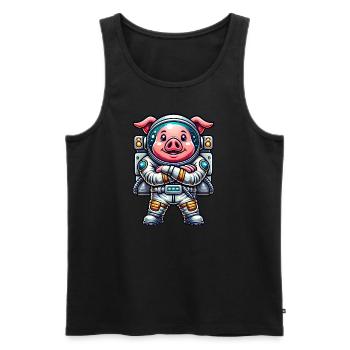Astronaut Pig Space Universe Cosmonaut - Men's Premium Organic Tank Top - black - Front - AI Model Male 178 light (178cm)