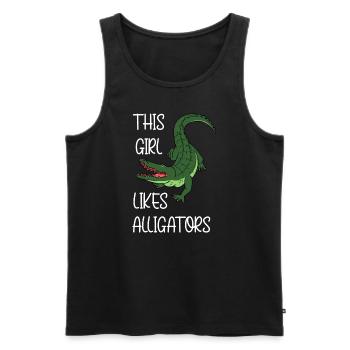 Une fille aime les reptiles, les mignons - Débardeur bio Premium Homme - noir - Devant - Michal (187cm)