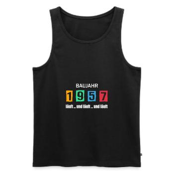 Baujahr 1957 - läuft und läuft und läuft - Männer Premium Bio Tank Top - Schwarz - Vorne - Michal (187cm)