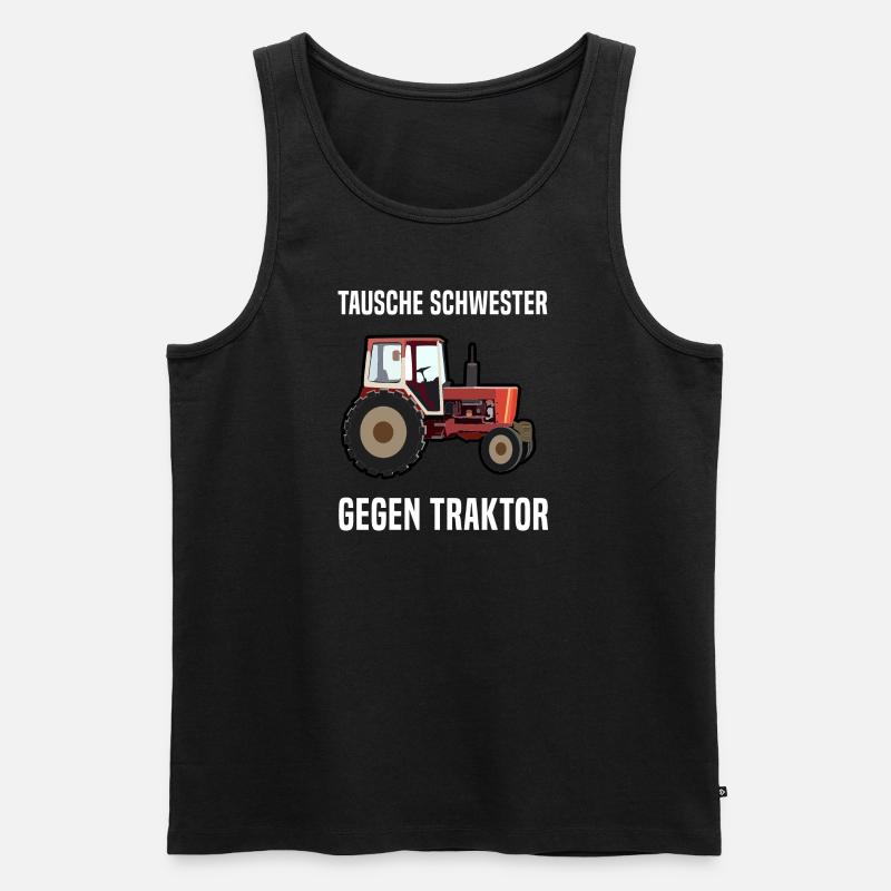 Tausche Schwester gegen Traktor - Männer Premium Bio Tank Top - Schwarz