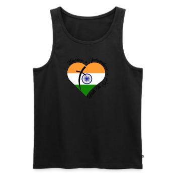 Freedom Faith in God - India - Men's Premium Organic Tank Top - black - Front - Michal (187cm)