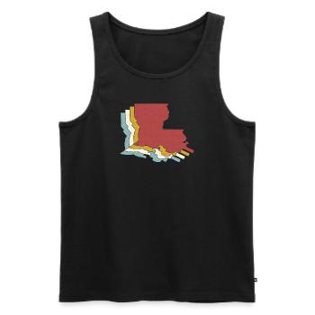 État des États-Unis - Carte vintage Louisiane - Débardeur bio Premium Homme - noir - Devant - Michal (187cm)