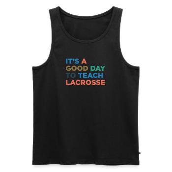 Lektüre Lacrosse -Trainer Beibringen - Männer Premium Bio Tank Top - Schwarz - Vorne - Michal (187cm)
