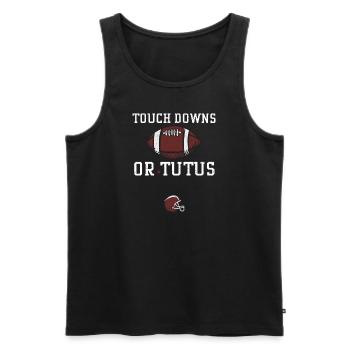 Touchdowns ou Tutus - Football - Débardeur bio Premium Homme - noir - Devant - AI Model Male 178 light (178cm)