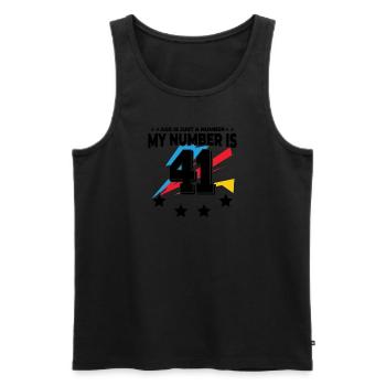 L’âge n’est qu’un chiffre – 41e anniversaire - Débardeur bio Premium Homme - noir - Devant - Michal (187cm)