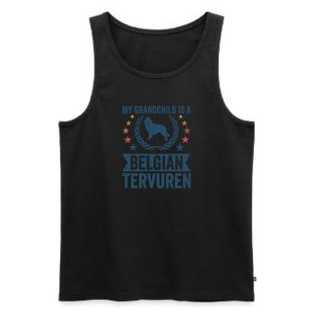 My grandchild is a Belgian Tervuren - Men's Premium Organic Tank Top - black - Front - Michal (187cm)