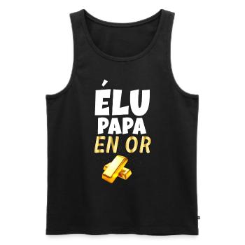 Mon Papa Vaut De L'Or Elu Papa En Or - Débardeur bio Premium Homme - noir - Devant - Michal (187cm)