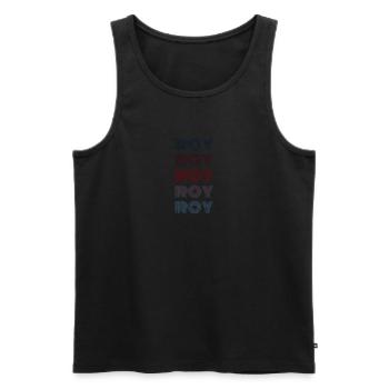 70s Retro Name Vintage Personalized Roy - Men's Premium Organic Tank Top - black - Front - AI Model Male 178 light (178cm)