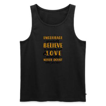 Encouragez la foi dont l’amour ne doute jamais - Débardeur bio Premium Homme - noir - Devant - Michal (187cm)