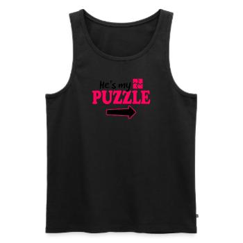 Mein Rätsel Mein Fehlendes Stück - Paar - Männer Premium Bio Tank Top - Schwarz - Vorne - AI Model Male 178 light (178cm)