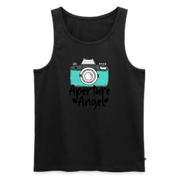 Aperture Engel - Lustige Fotografie - Männer Premium Bio Tank Top - Schwarz - Vorne - AI Model Male 178 light (178cm)