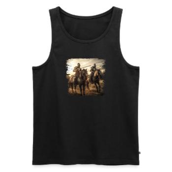 Knights show their skills in battle - Men's Premium Organic Tank Top - black - Front - AI Model Male 178 light (178cm)
