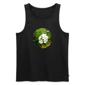 Plumeria est une fleur exotique et parfumée - Débardeur bio Premium Homme - noir - Devant - AI Model Male 178 light (178cm)
