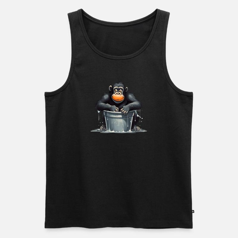Affe sitzt im Wasserfass - Männer Premium Bio Tank Top - Schwarz