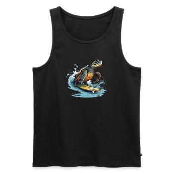 Surf des tortues - Débardeur bio Premium Homme - noir - Devant - Michal (187cm)