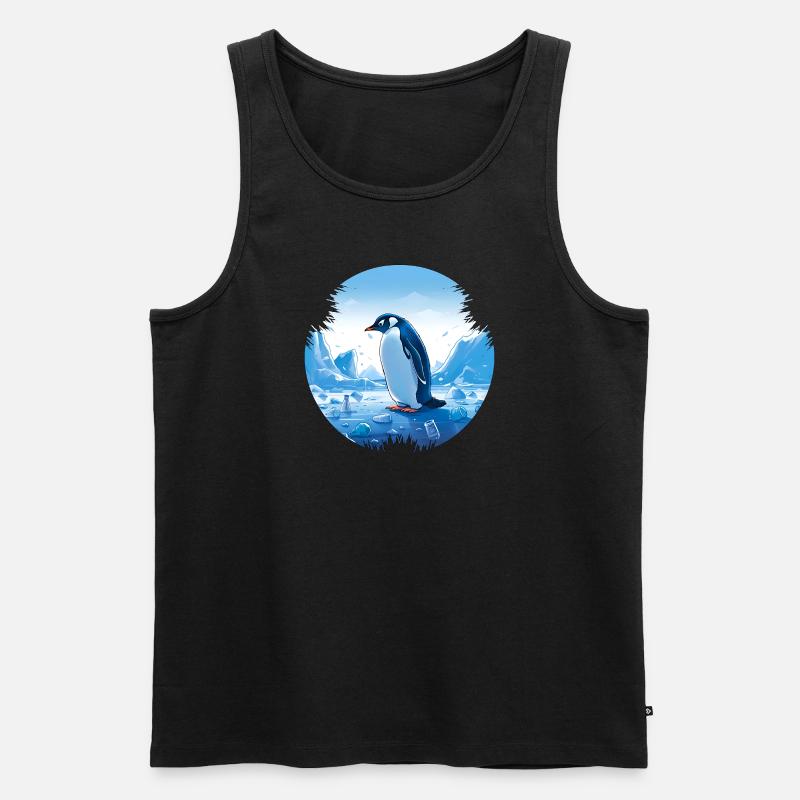 Pinguin mitten in Plastikmüll - Männer Premium Bio Tank Top - Schwarz