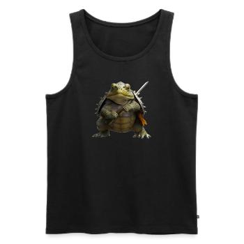 Frosch in voller Montur - Männer Premium Bio Tank Top - Schwarz - Vorne - Michal (187cm)