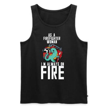 En tant que pompier, je suis toujours sur le sauveteur d’incendie F - Débardeur bio Premium Homme - noir - Devant - AI Model Male 178 light (178cm)
