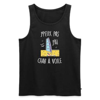 J'peux pas j'ai char à voile - Débardeur bio Premium Homme - noir - Devant - Michal (187cm)